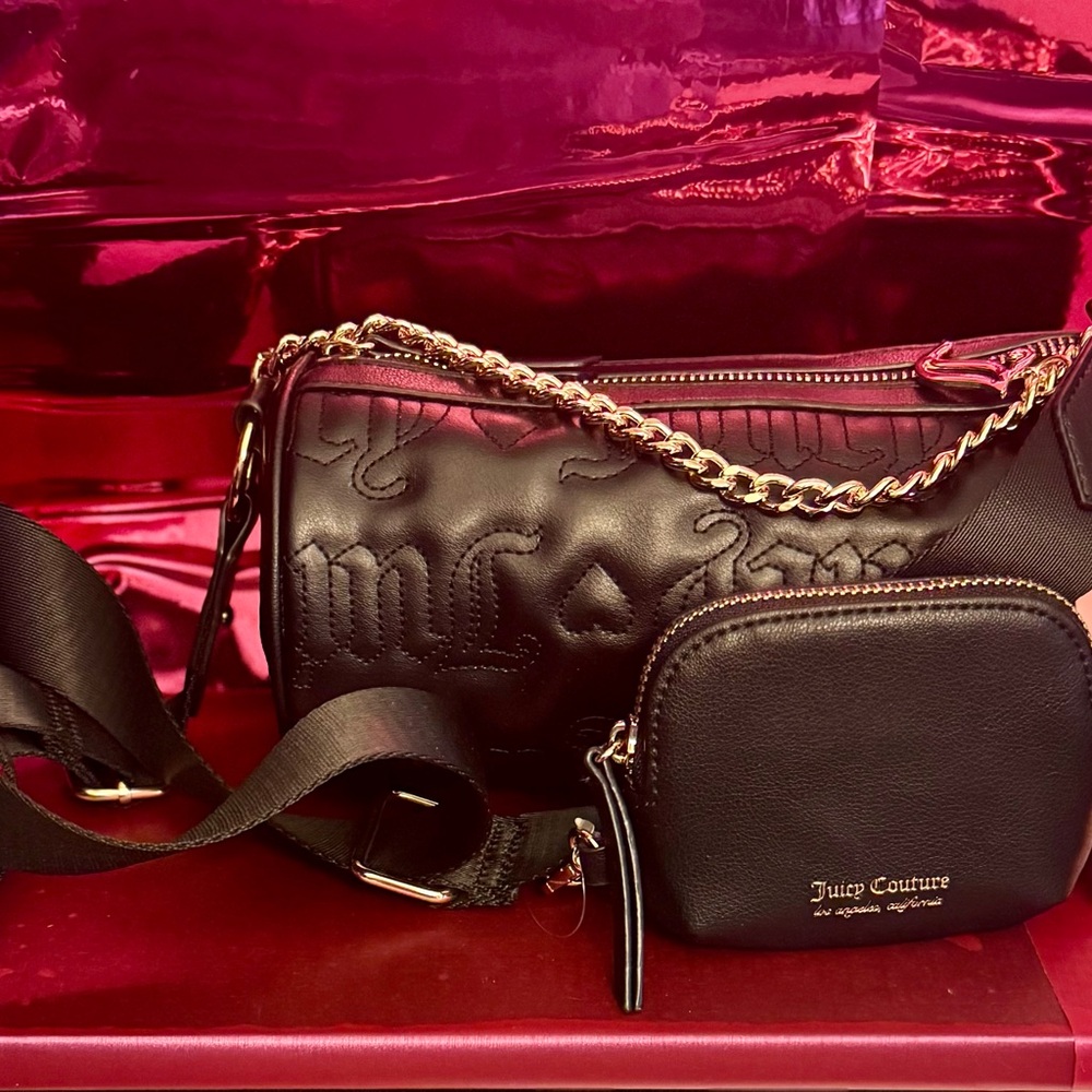 Juicy Couture Black Crossbody Bag with Gold Chain